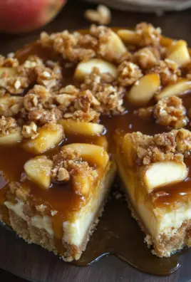 Apfel-Cheesecake mit Walnuss-Streuseln und Karamellsauce
