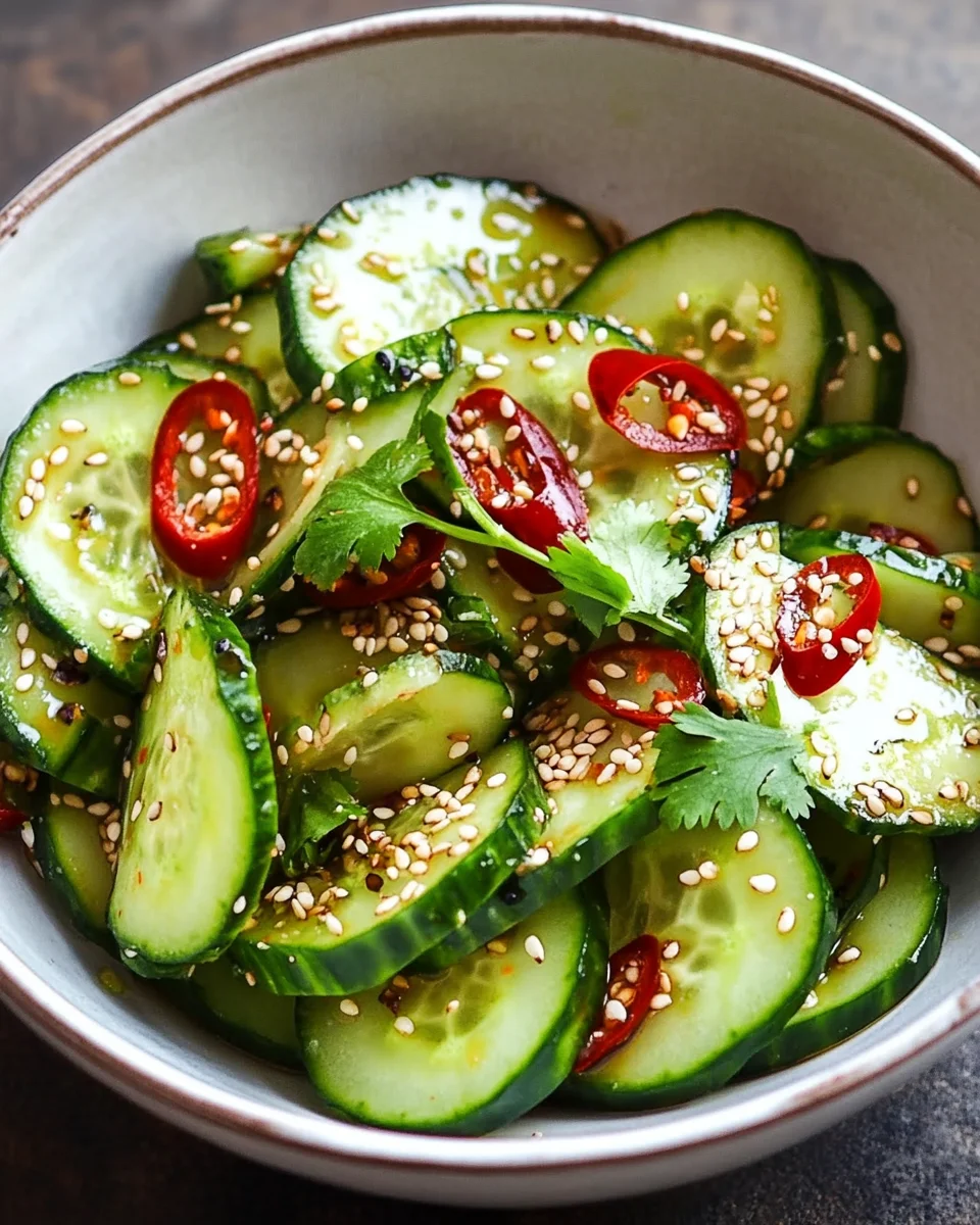Asiatischer Gurkensalat mit Chili & Sesam