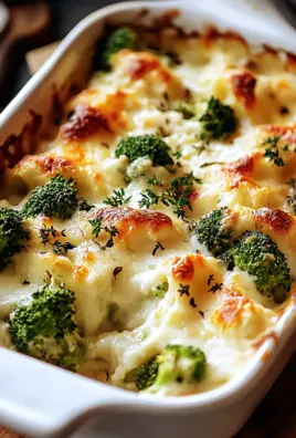 Brokkoli Hähnchen Auflauf mit Frischkäse und Mozzarella