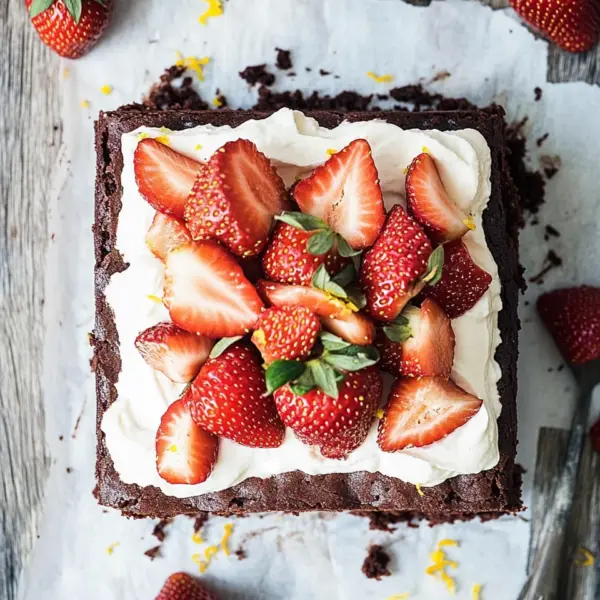 Brownie mit Mascarpone und Erdbeeren