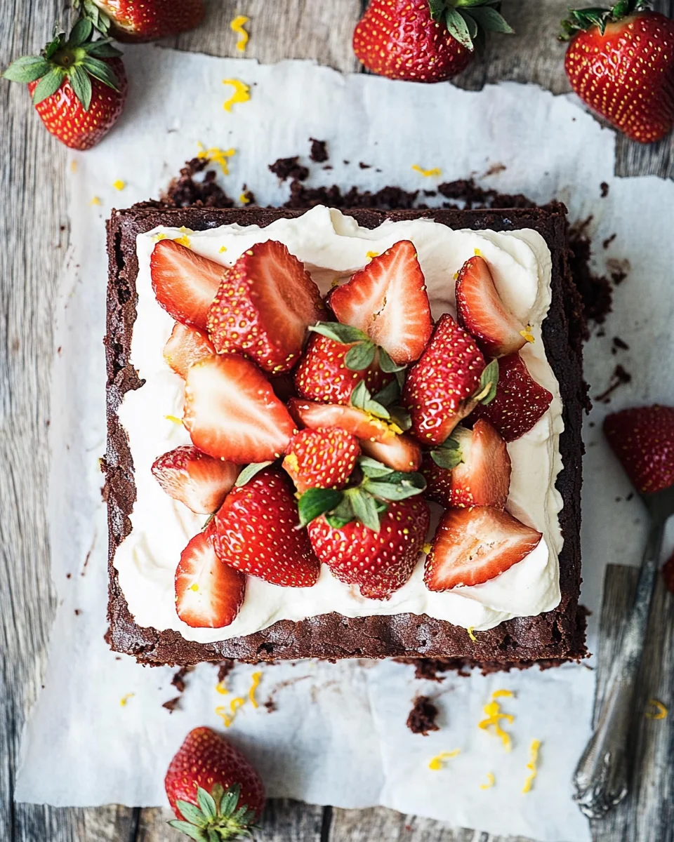 Brownie mit Mascarpone und Erdbeeren