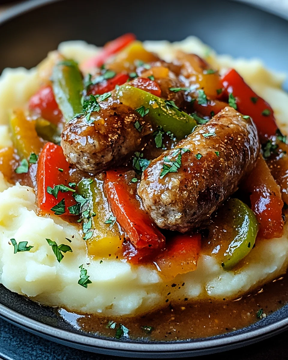Cremige Wurst und Paprika auf Kartoffelpüree 19 Cremige