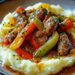 Cremige Wurst und Paprika auf Kartoffelp&uuml;ree