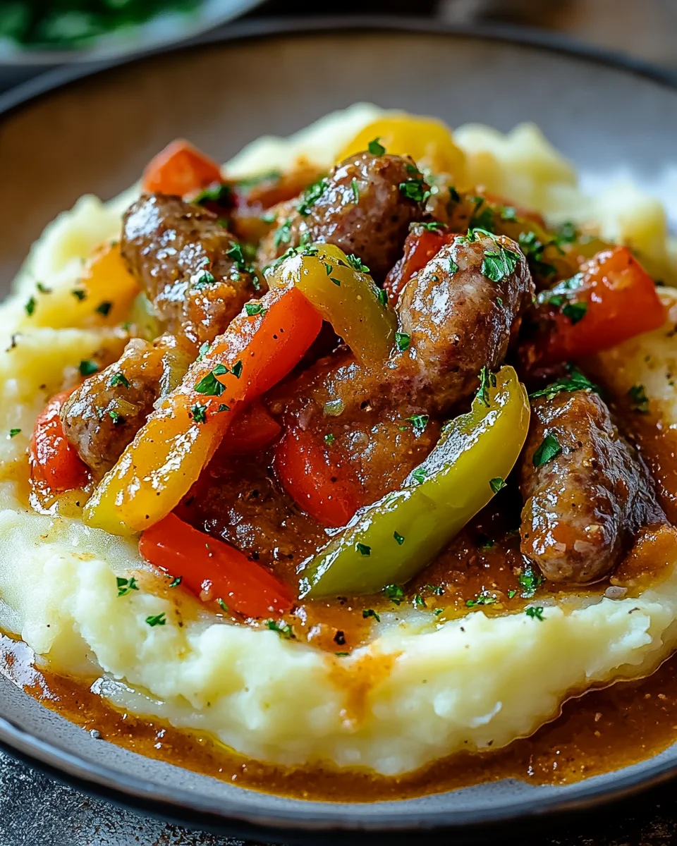 Cremige Wurst und Paprika auf Kartoffelpüree 21 Cremige Wurst und Paprika auf Kartoffelpüree