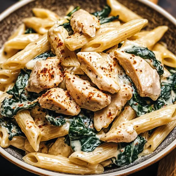 Frischkäse Spinat Hähnchen Pasta