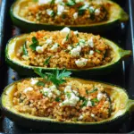 Gef&uuml;llte Zucchinis mit Couscous und Feta