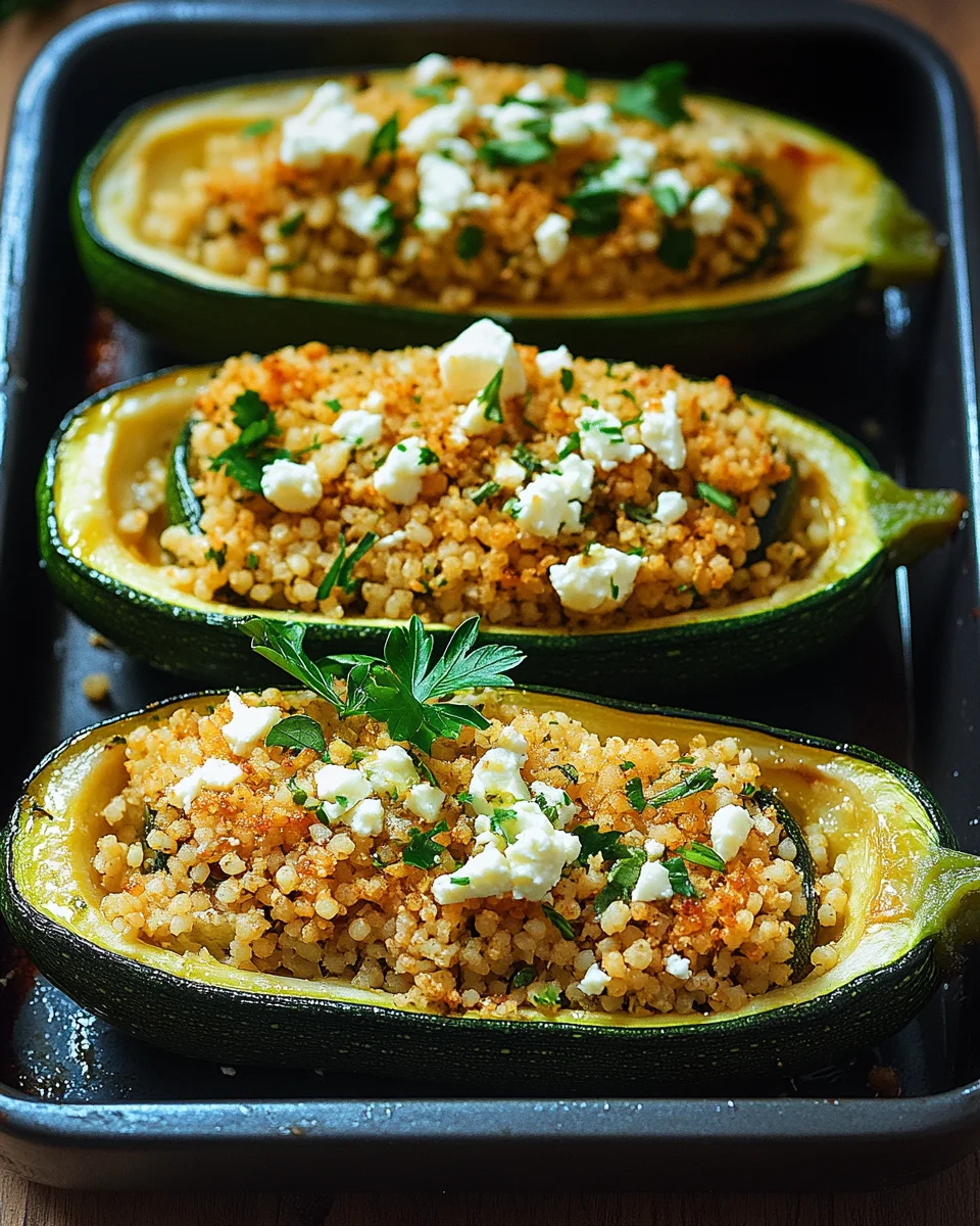 Gef&uuml;llte Zucchinis mit Couscous und Feta
