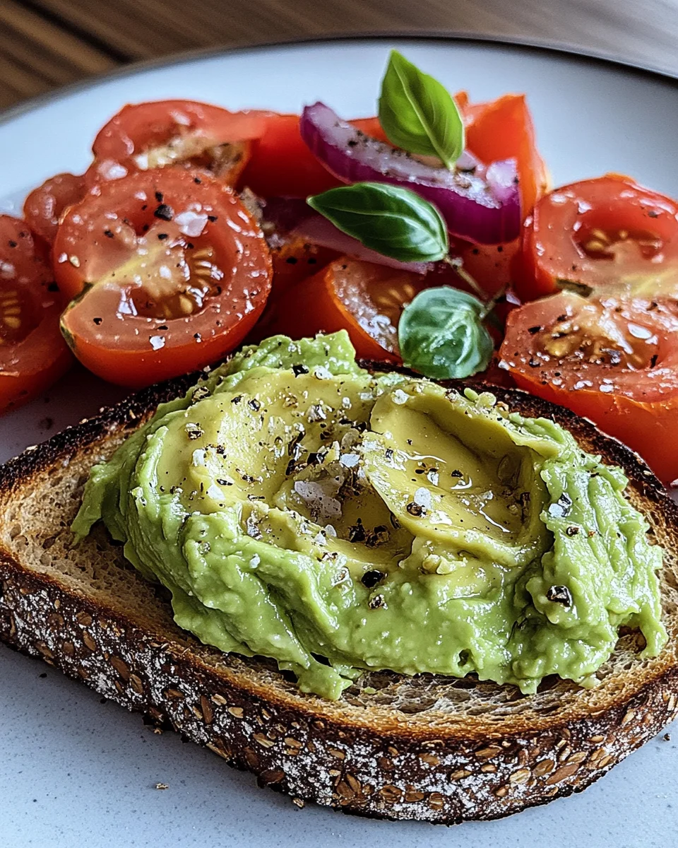 Ger&ouml;stetes Brot mit Avocadobutter und Tomatensalat