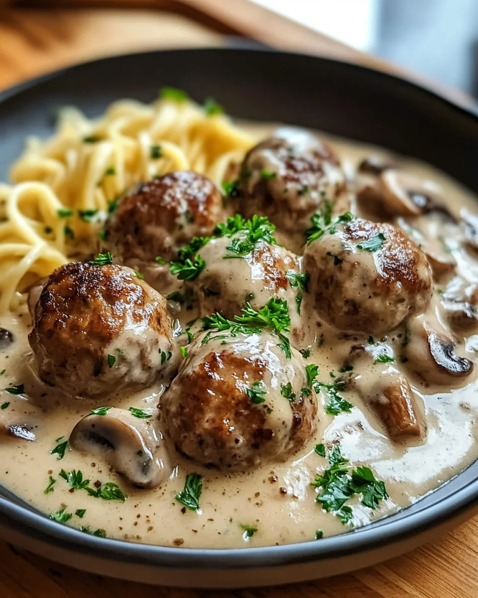 Hackbällchen in Champignon-Rahmsoße 17 Hackbällchen