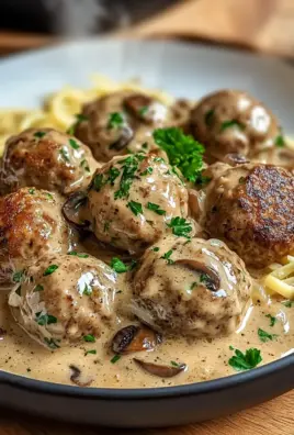 Hackbällchen in Champignon-Rahmsoße