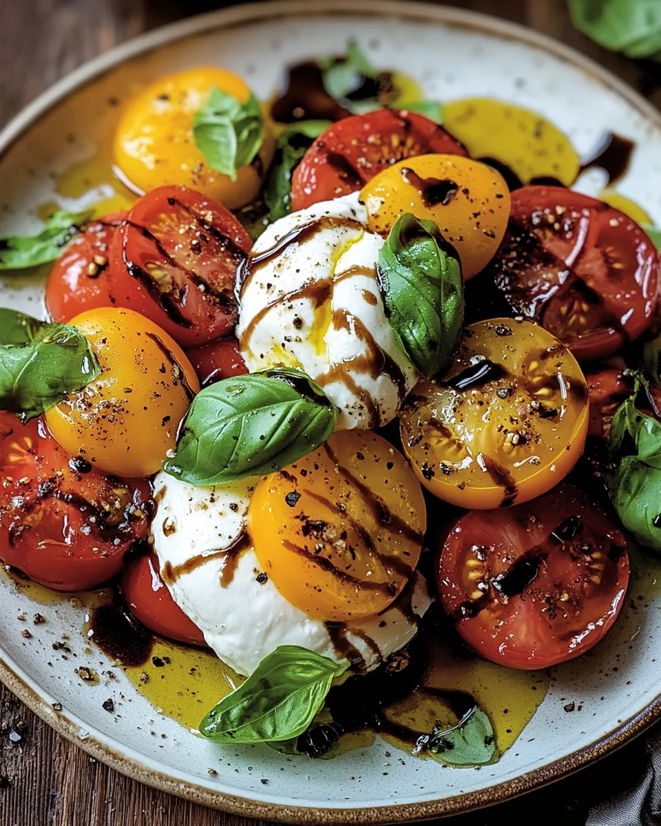 Italienischer Burrata-Caprese-Salat aus Heirloom-Tomaten
