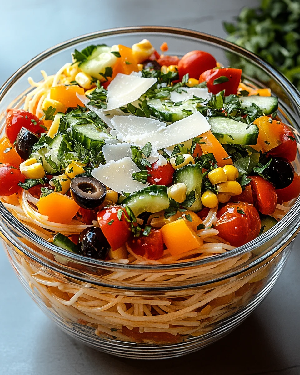 Italienischer Spaghetti-Schichtsalat 20 Italienischer Spaghetti-Schichtsalat