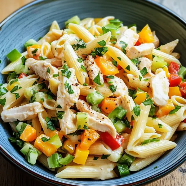 Nudel-Hähnchensalat mit Frühlingszwiebeln