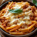 Nudeln mit roter Hackfleisch-K&auml;se-So&szlig;e