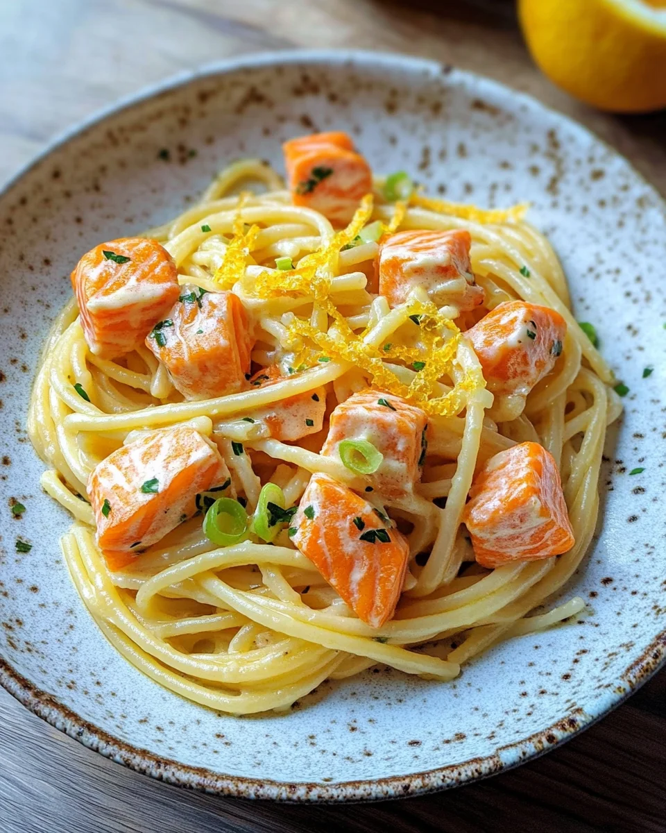 Orangen Lachs Pasta
