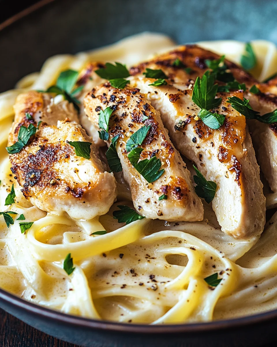 Pasta Alfredo mit gebratenem H&auml;hnchen