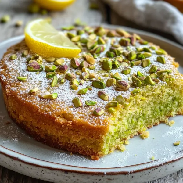 Pistazienkuchen mit Zitrone und Mandeln