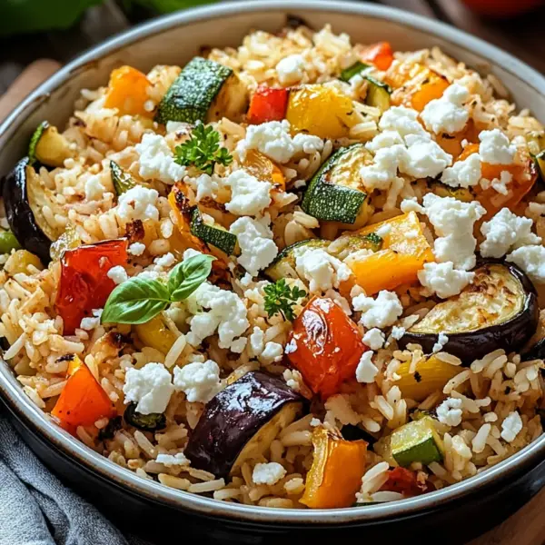 Reis aus dem Ofen mit Feta und Gemüse