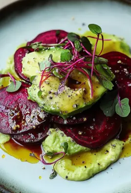 Rote Bete Carpaccio auf Avocadocreme