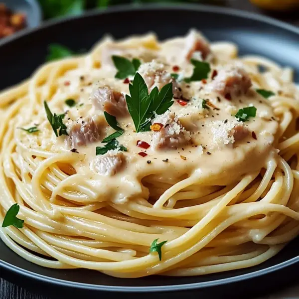 Thunfisch-Sahne-Soße mit Spaghetti