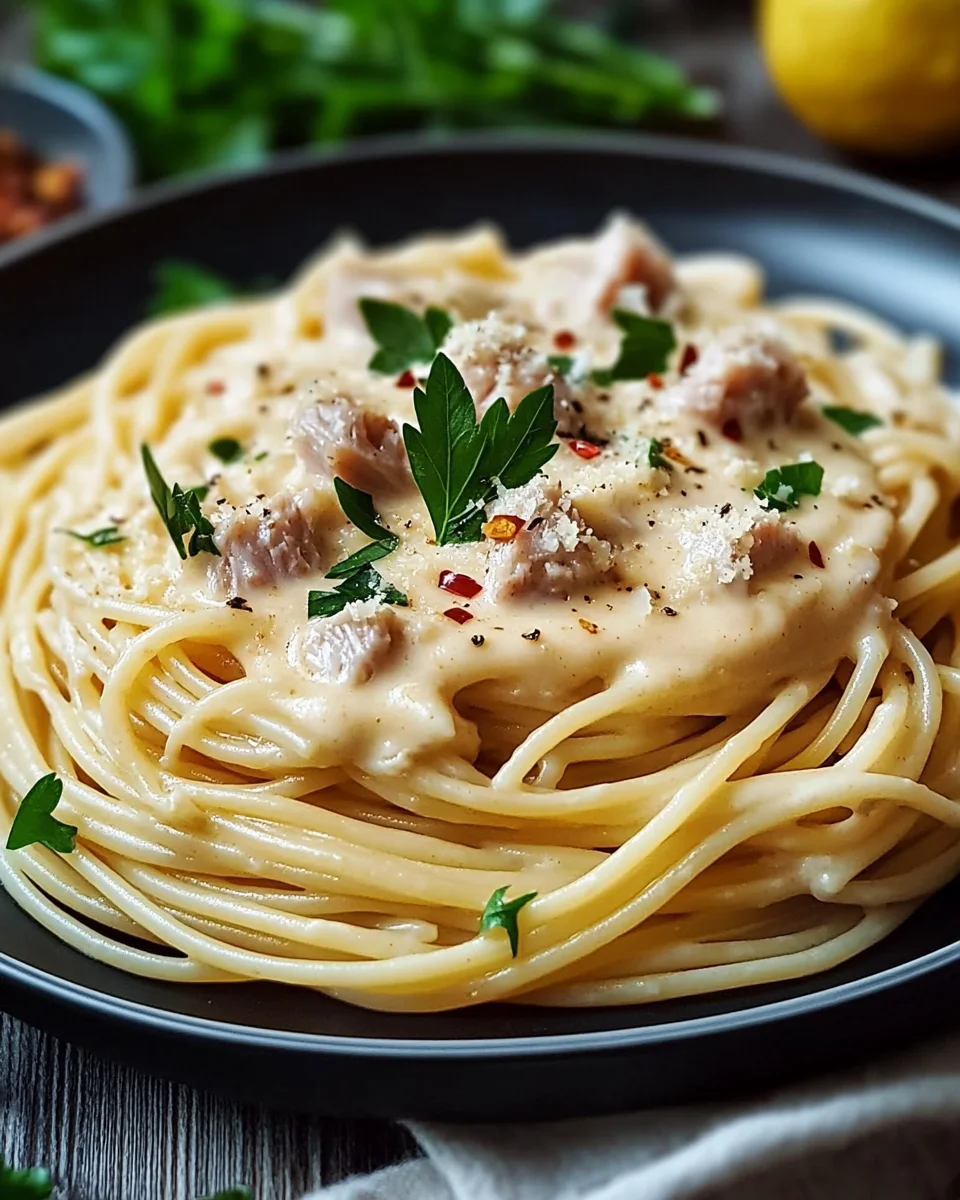 Thunfisch-Sahne-So&szlig;e mit Spaghetti