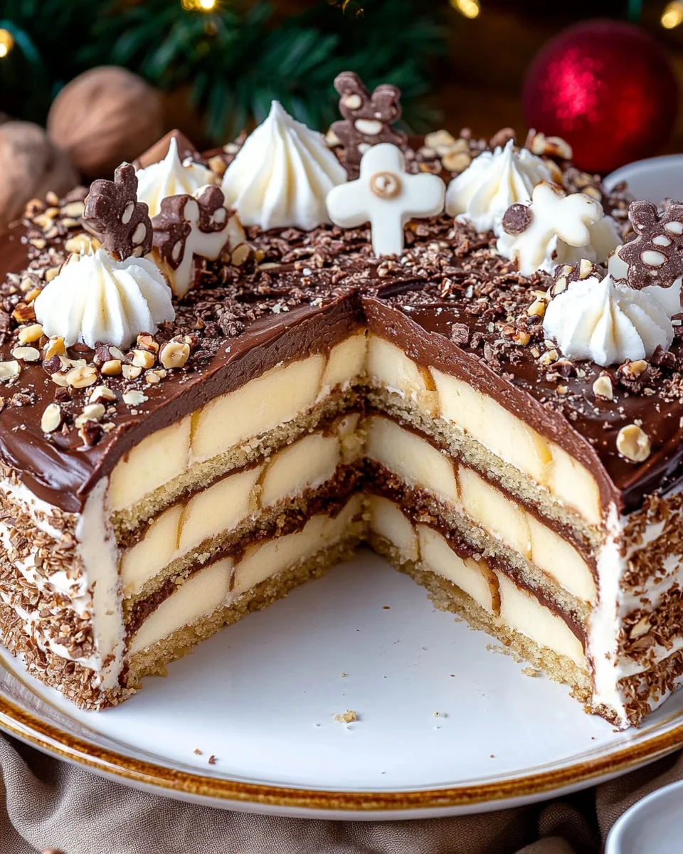 Weihnachtstorte mit Äpfeln und Schokolade 20 Weihnachtstorte