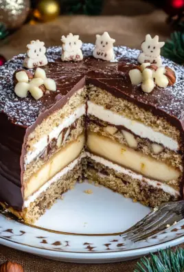 Weihnachtstorte mit Äpfeln und Schokolade
