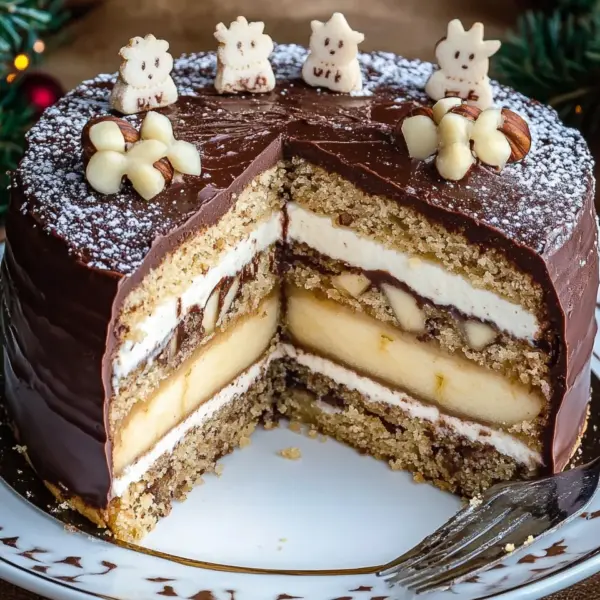 Weihnachtstorte mit Äpfeln und Schokolade