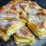Bl&auml;tterteigkuchen mit Puddingcreme und Apfel