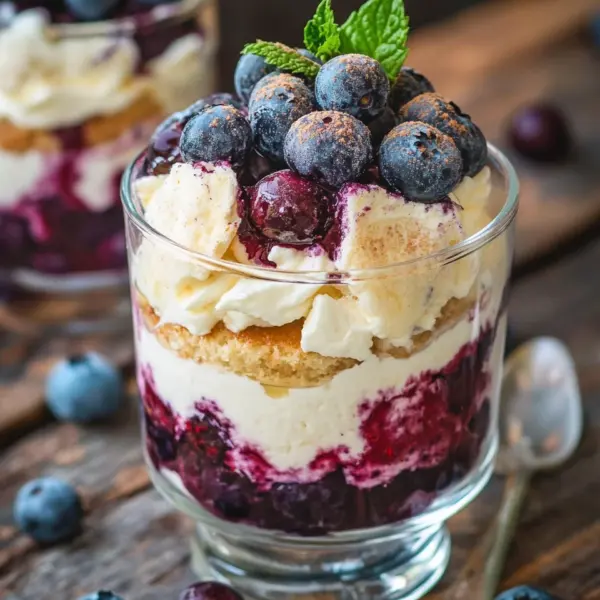 Blaubeer Tiramisu im Glas ohne Ei & Alkohol