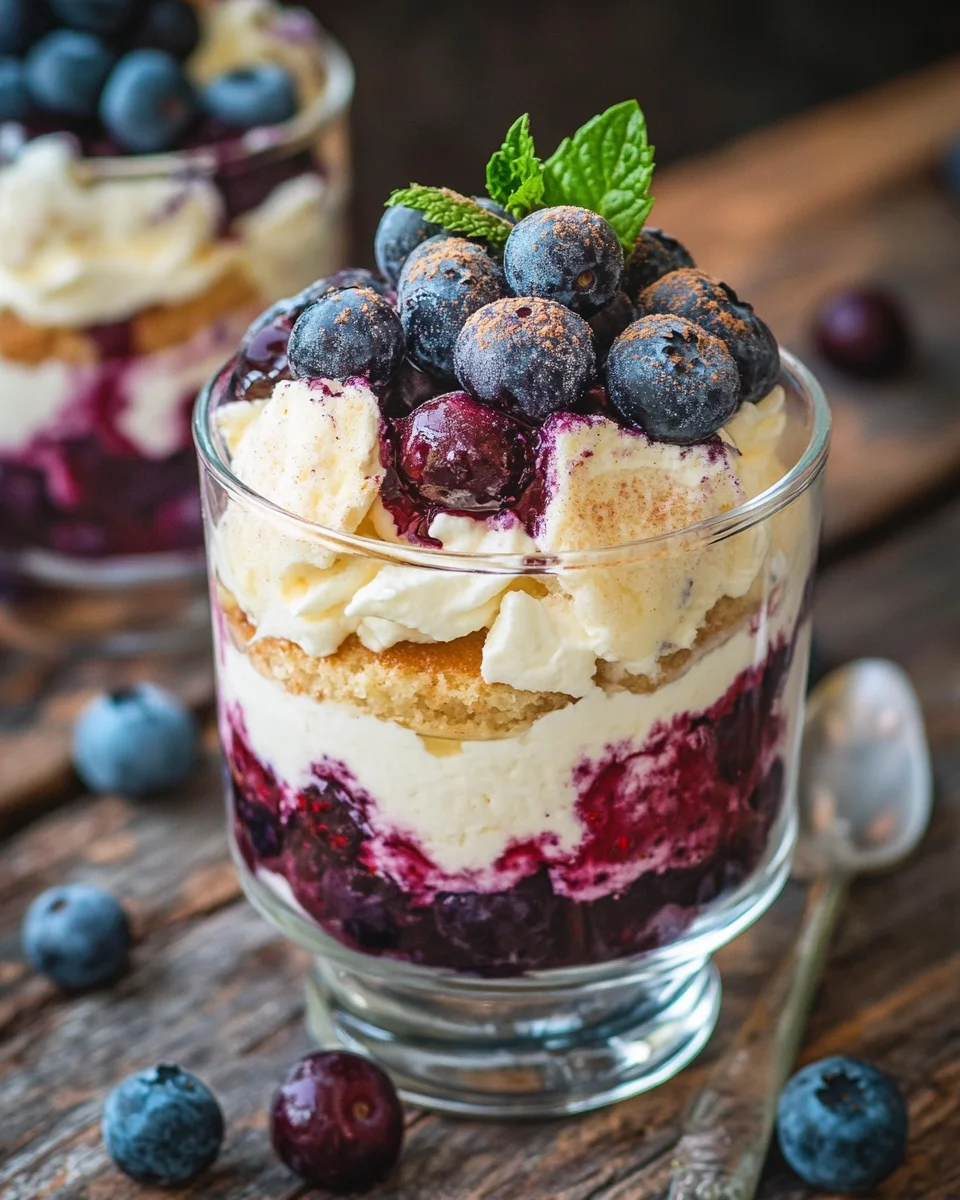 Blaubeer Tiramisu im Glas ohne Ei & Alkohol
