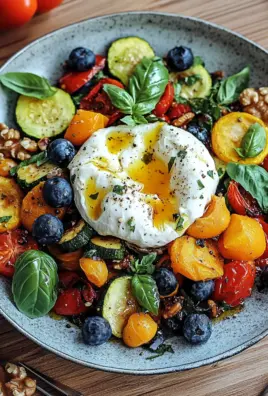 Burrata-Salat mit Ofengemüse und Blaubeeren