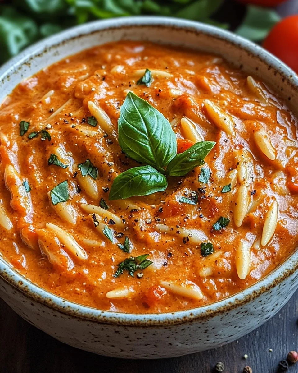 Creamy Vegan Tomato Orzo with Coconut Milk
