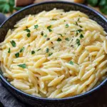 Cremige Orzo-Nudeln mit Knoblauch und Parmesan
