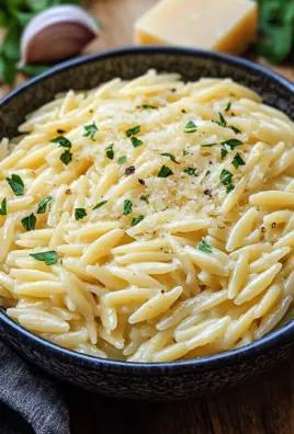 Cremige Orzo-Nudeln mit Knoblauch und Parmesan
