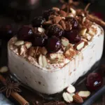 Cremiges Zimtparfait mit gebrannten Mandeln und Kirschen