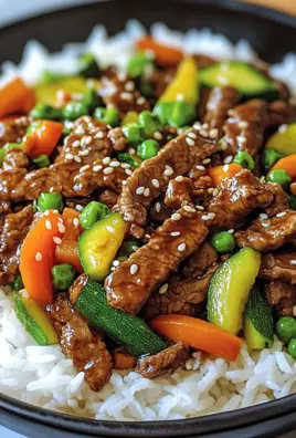 Ein Pfannengericht Teriyaki Rindfleisch mit Reis