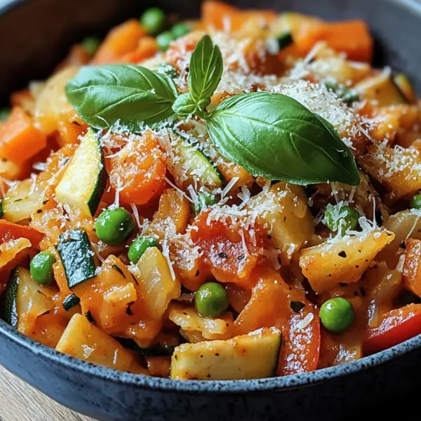 Ein-Topf-Kritharaki mit Gemüse und Parmesan