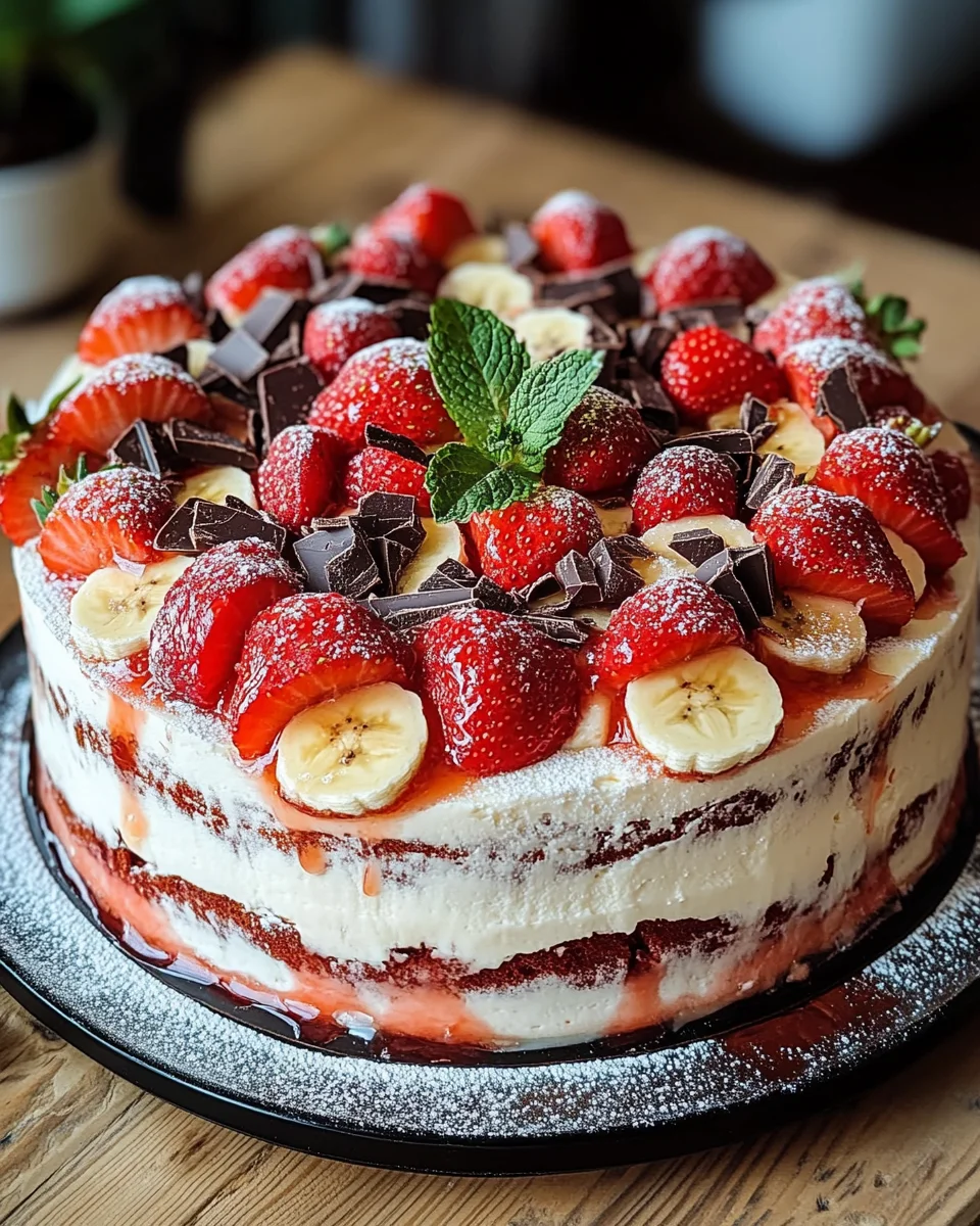 Erdbeer-Stracciatella-Bananen-Torte
