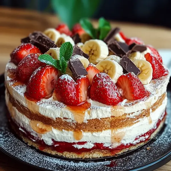 Erdbeer-Stracciatella-Bananen-Torte