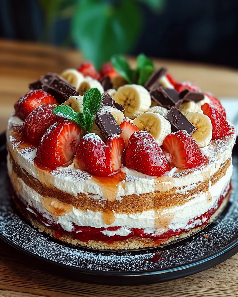 Erdbeer-Stracciatella-Bananen-Torte