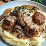 Fleischb&auml;llchen mit Kartoffelp&uuml;ree und Champignonrahmsauce