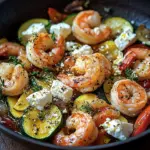 Garnelen Feta Pfanne mit Zucchini