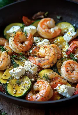 Garnelen Feta Pfanne mit Zucchini
