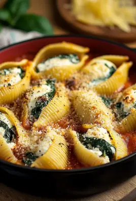 Gefüllte Muschelnudeln mit Ricotta und Spinat
