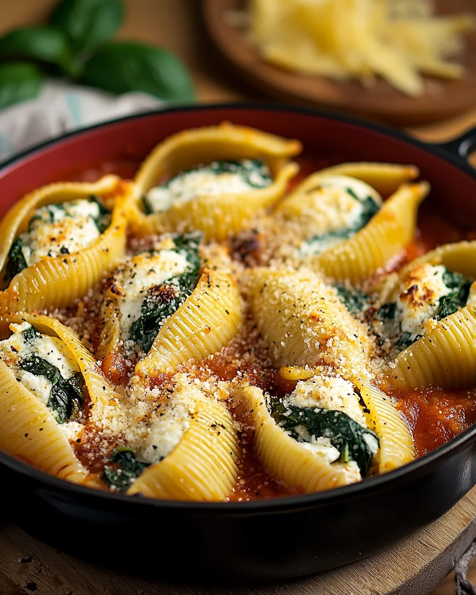 Gefüllte Muschelnudeln mit Ricotta und Spinat 20 Gefüllte Muschelnudeln mit Ricotta und Spinat