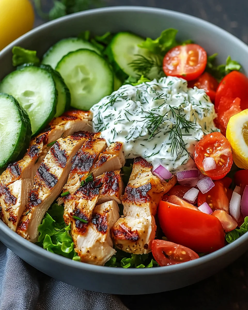 Griechische H&auml;hnchen-Tzatziki-Bowl