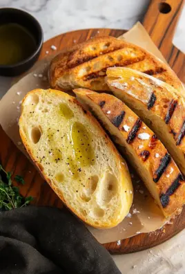 Grillbrot mit Olivenöl und Meersalz