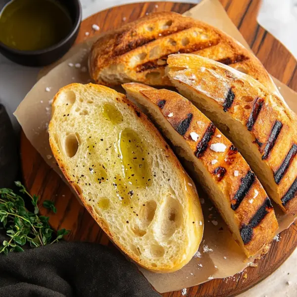 Grillbrot mit Olivenöl und Meersalz
