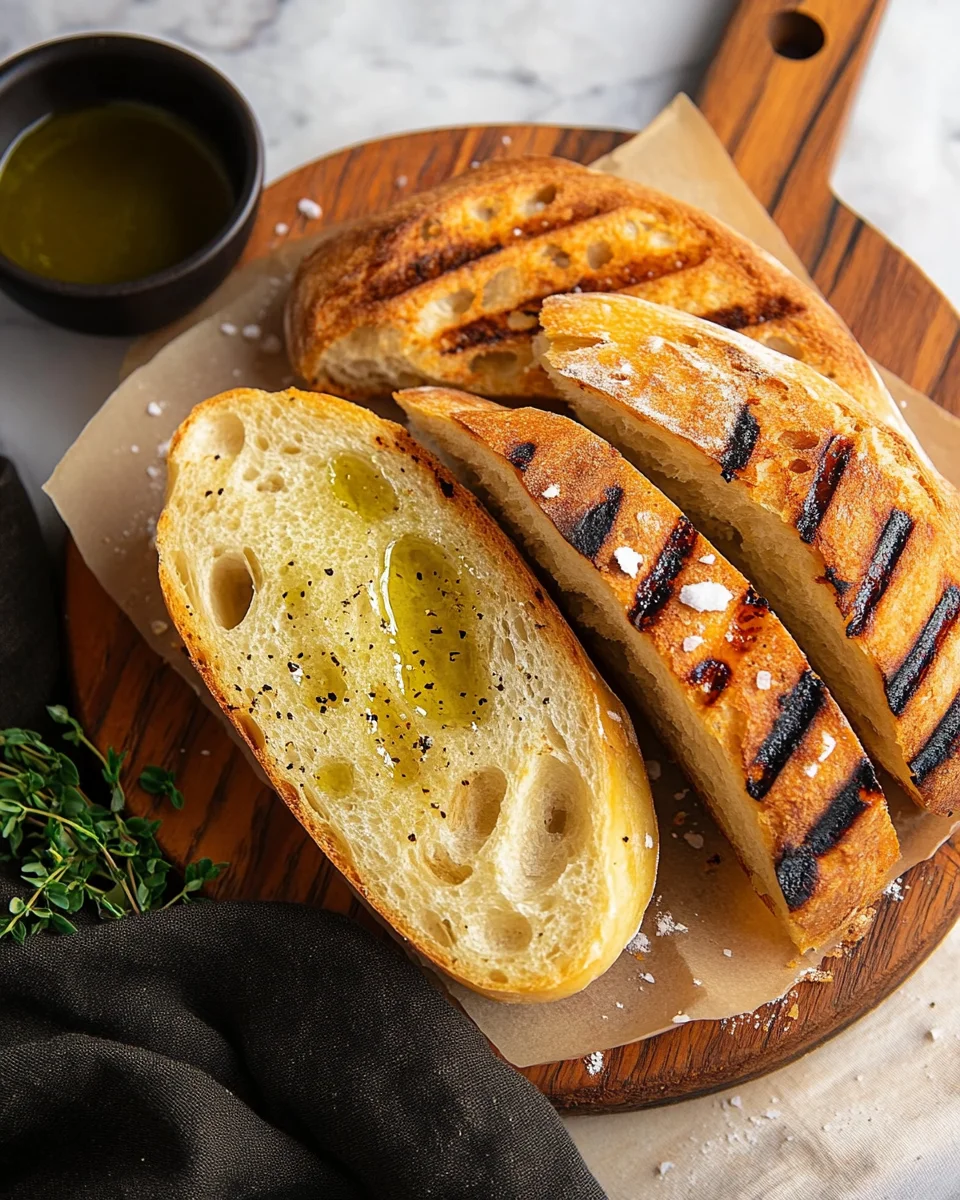 Grillbrot mit Olivenöl und Meersalz